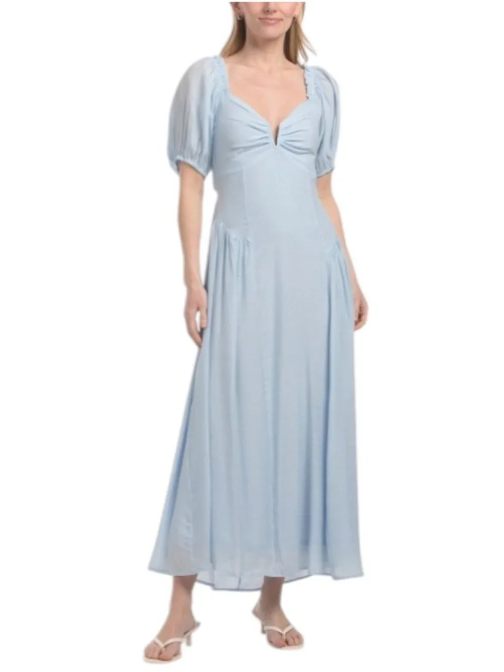 HUNTER & BROWN Basque Waist Puff Sleeve Dress - Picture 1 of 6